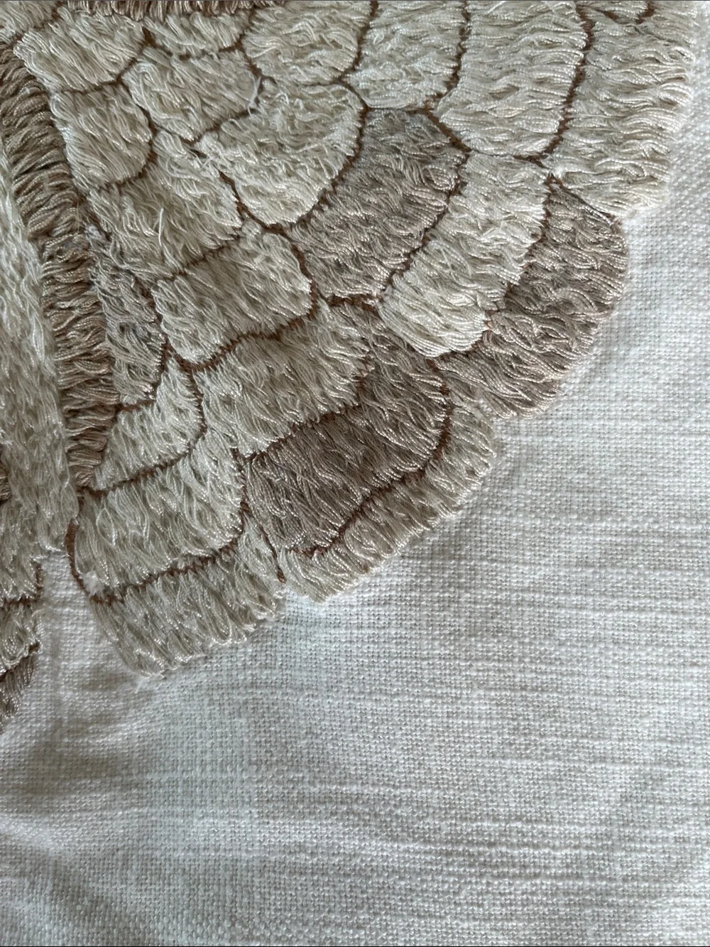 Pottery Barn embroidered textured sand dollar coastal pillow sham cream beige